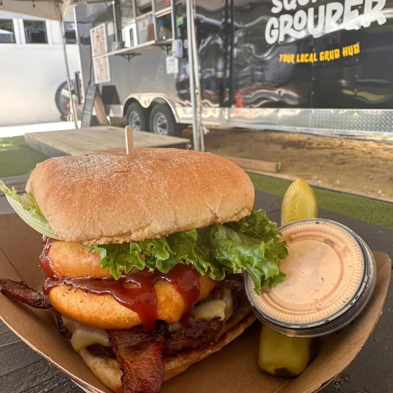 a large sandwich sitting on top of a table