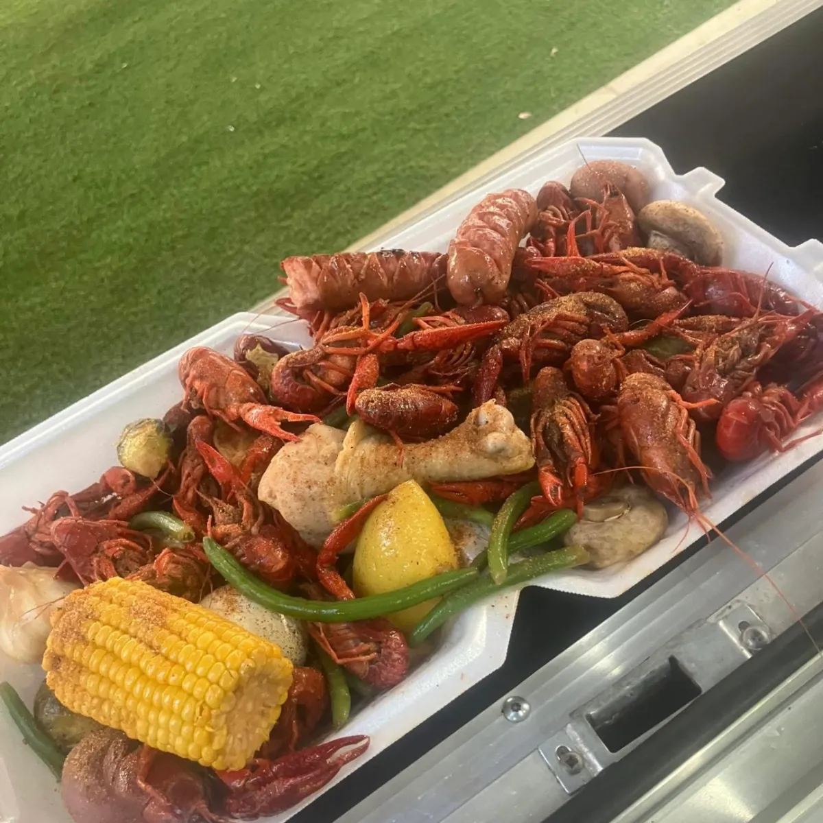 a tray of food