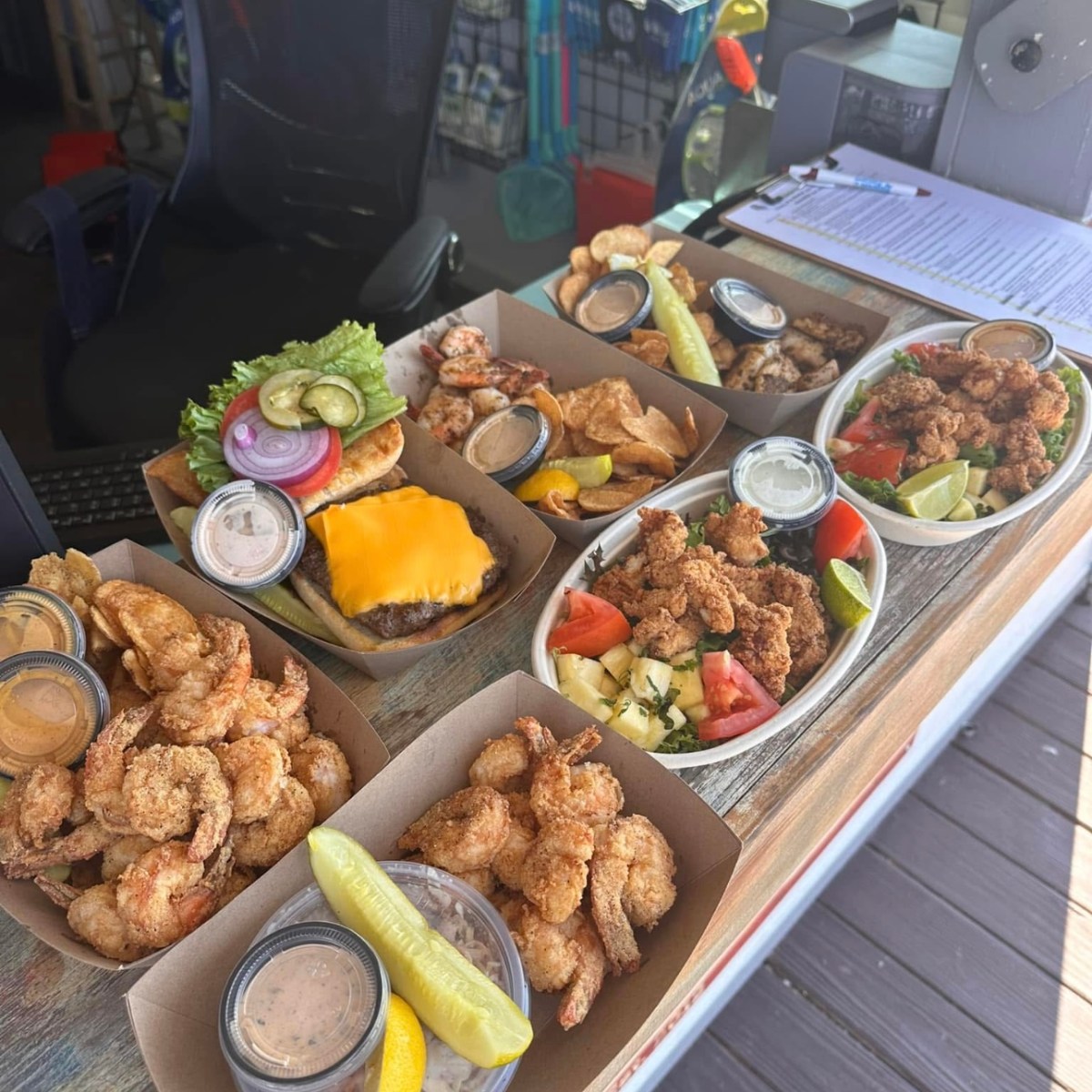 a bunch of food sitting on a table