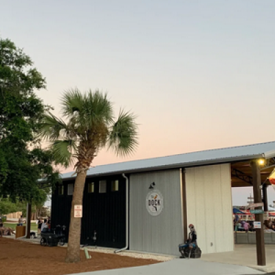 a group of people standing in front of a building
